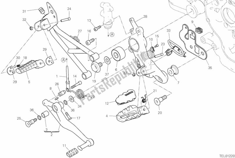 Toutes les pièces pour le Repose-pieds Droit du Ducati Hypermotard 950 USA 2020